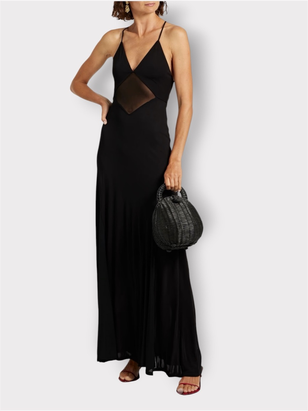 STAUD Fleur Dress – Black Sheer Cutout Maxi Gown NWT Size Small MSRP$450 - Picture 7 of 16